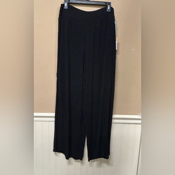 Women's Kona Smocked Waist Side Slit Cover Up Pants Medium Black Size M NWT - Picture 1 of 7